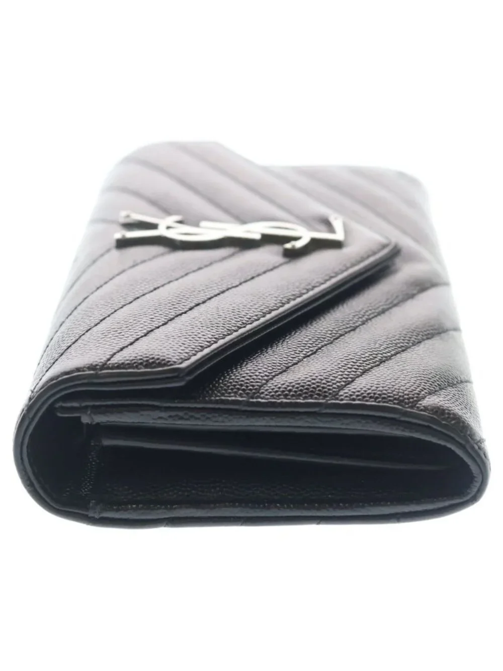 ★SOLD★ Saint Laurent Paris Cassandra Matelasse Large Flap Wallet Black Silver - Picture 3 of 6